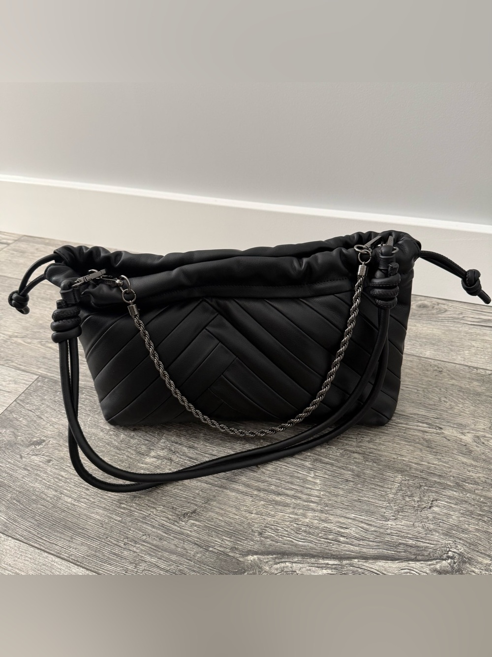 Black BCBG Quilted Leather Shoulder  Bag